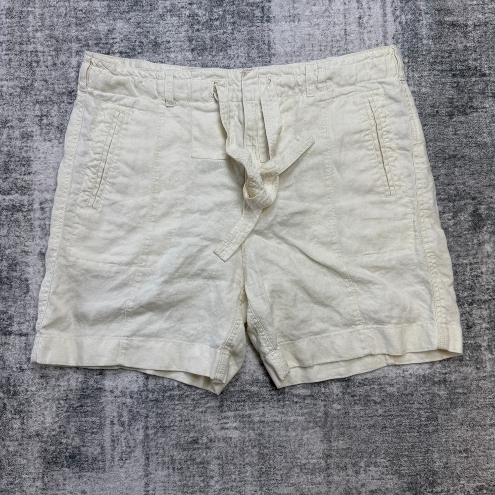 Polo Ralph Lauren Shorts Womens 4 Cream White Linen Tie Front Belt Beach Coastal